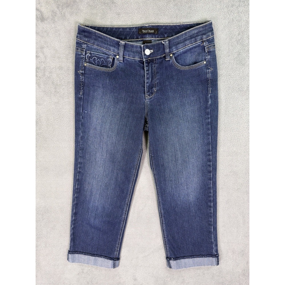 WHBM White House Black Market Jeans Womens 6 Blue Dark Wash Mid Rise Capris